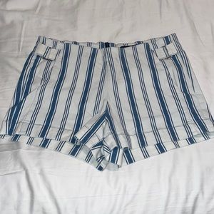 Blue and White Striped Shorts